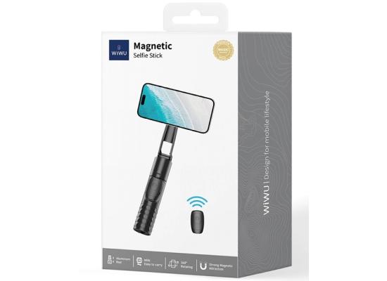 WiWU Wi-SE014 Magnetic Selfie Stick Wireless Bluetooth Selfie Stick with Tripod Portable Stick with Remote Control - Black